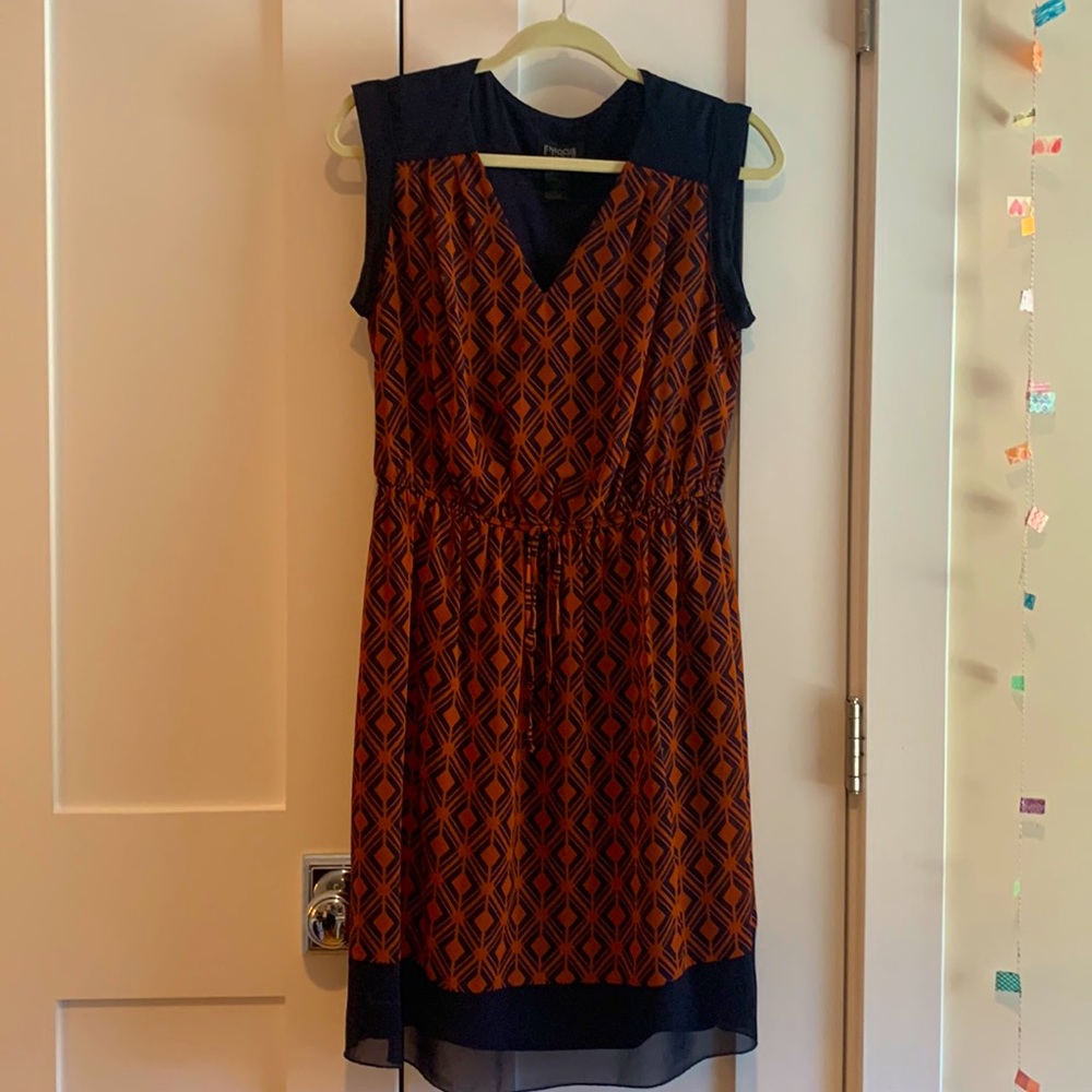 EnFocus Blue and Rust Tank Dress with Elastic Waist, size 10